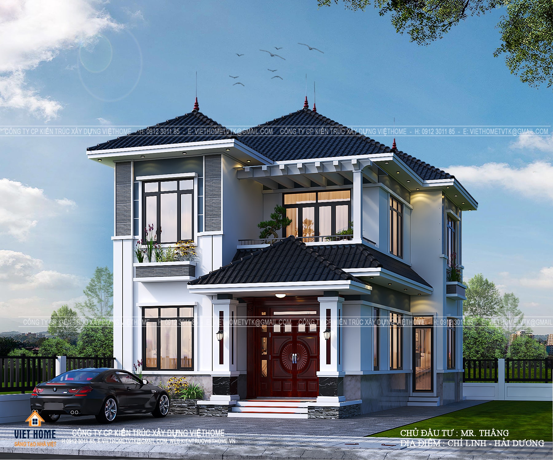 Mẫu biệt thự 2 tầng mái Thái phong cách hiện đại Kiến Trúc CB #18 Mẫu biệt thự 2 tầng mái Thái phong cách hiện đại Kiến Trúc CB